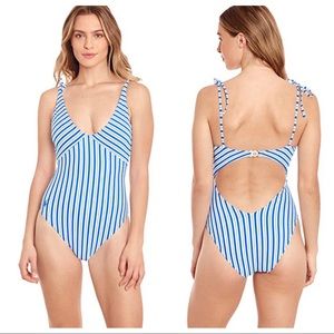 Polo Ralph Lauren Tie Shoulder Cutout Swimsuit blue white S & M available NWT